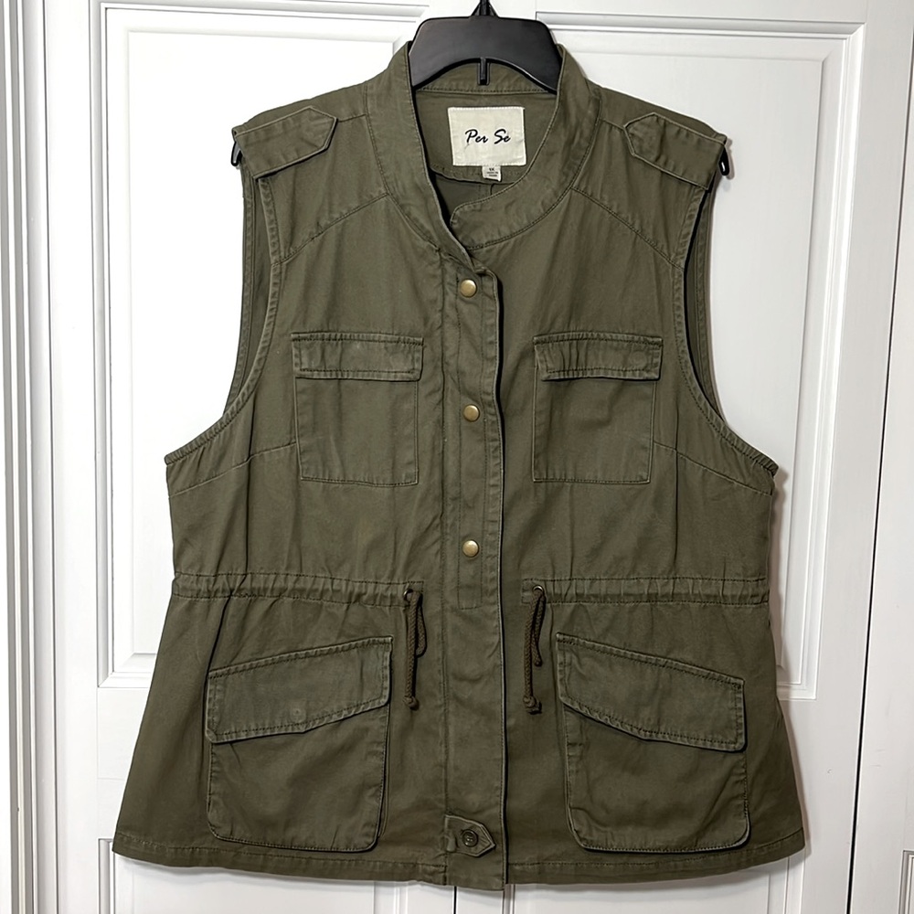 Per Se Outdoor, Hiking Utility Vest in Army Green, Women's 1X